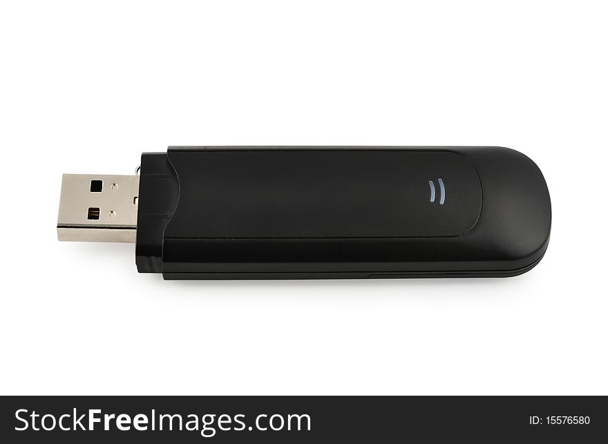 The black mobile modem isolated on white background