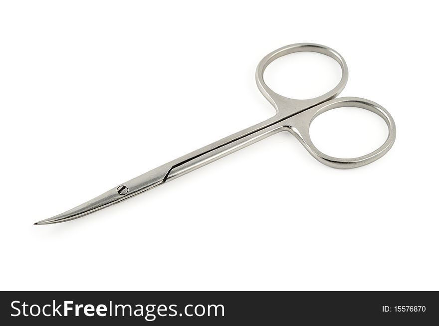 The small scissors isolated on white background. The small scissors isolated on white background