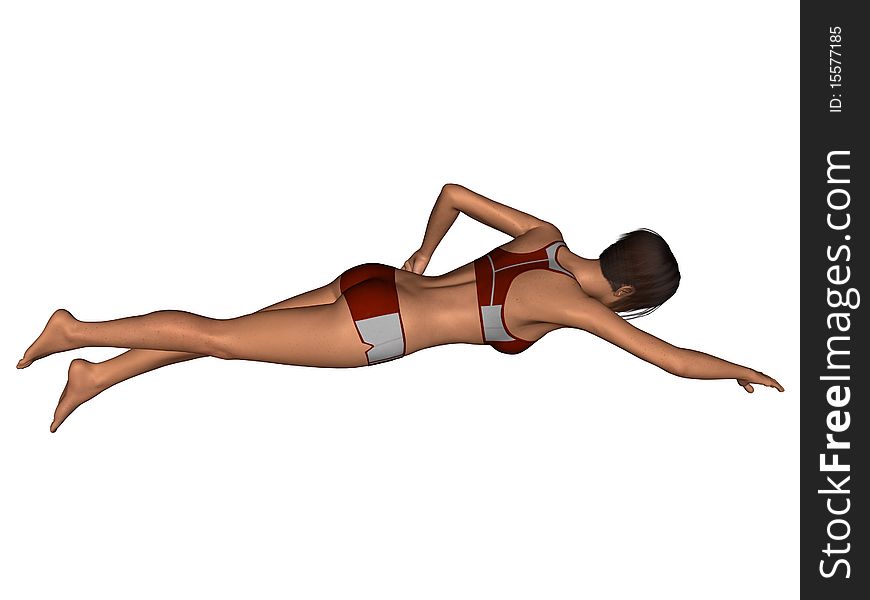 3D Render Swimming Pose