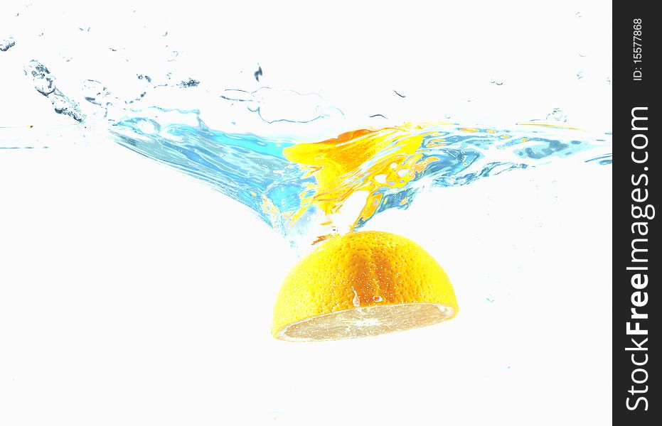 Orange in streaming water