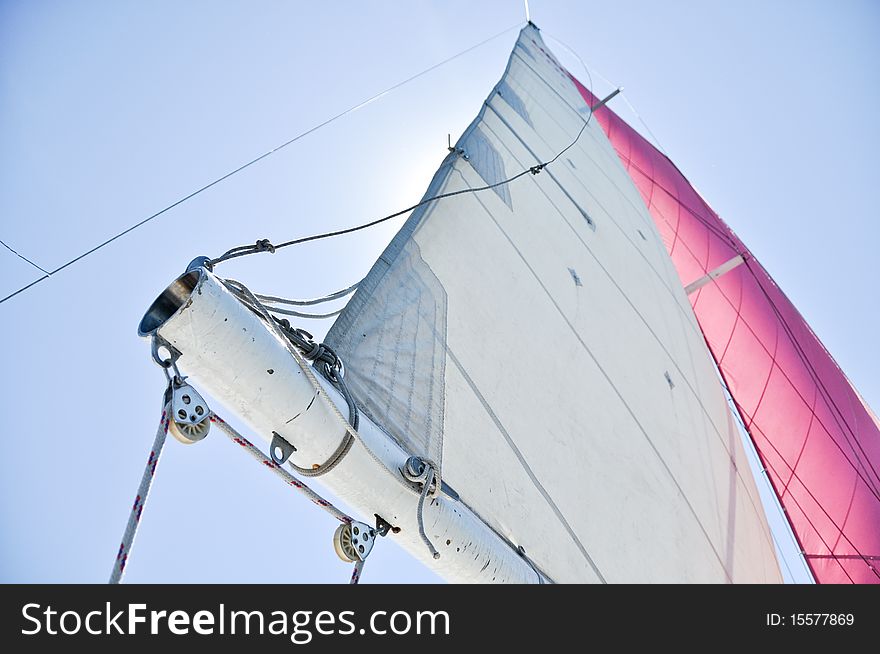 Sailing with full wind during yacht regata. Sailing with full wind during yacht regata