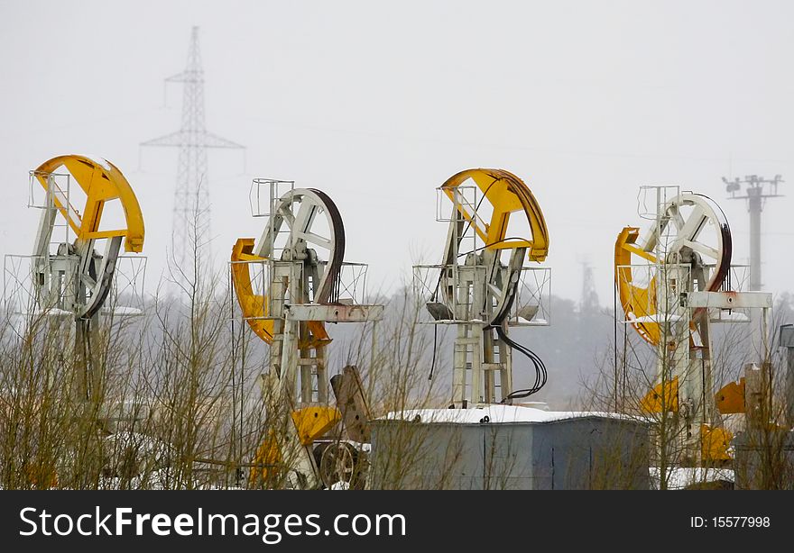 Oil derricks pump. Four pieces