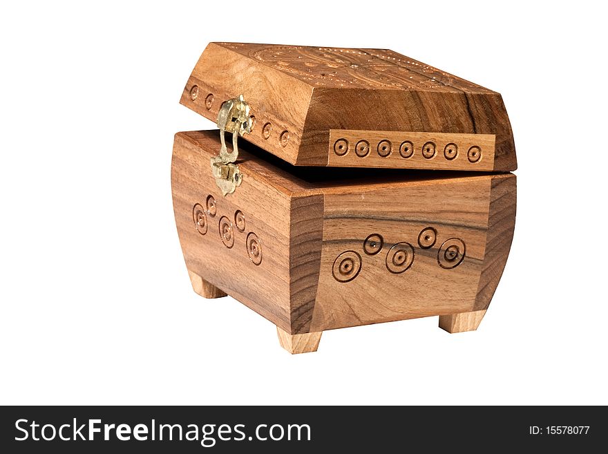 Wooden boxes engraved image on a white background isolated. Wooden boxes engraved image on a white background isolated