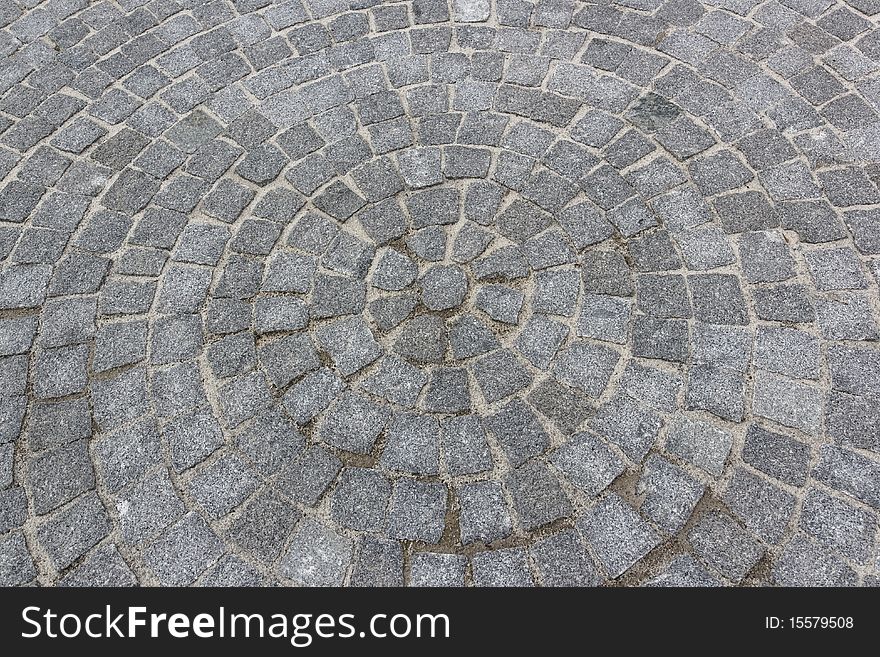 Stone block paving with circle composition