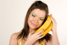 Beautiful Girl With Banana Royalty Free Stock Photography Beautiful Girl With Banana Royalty Free Stock Photography