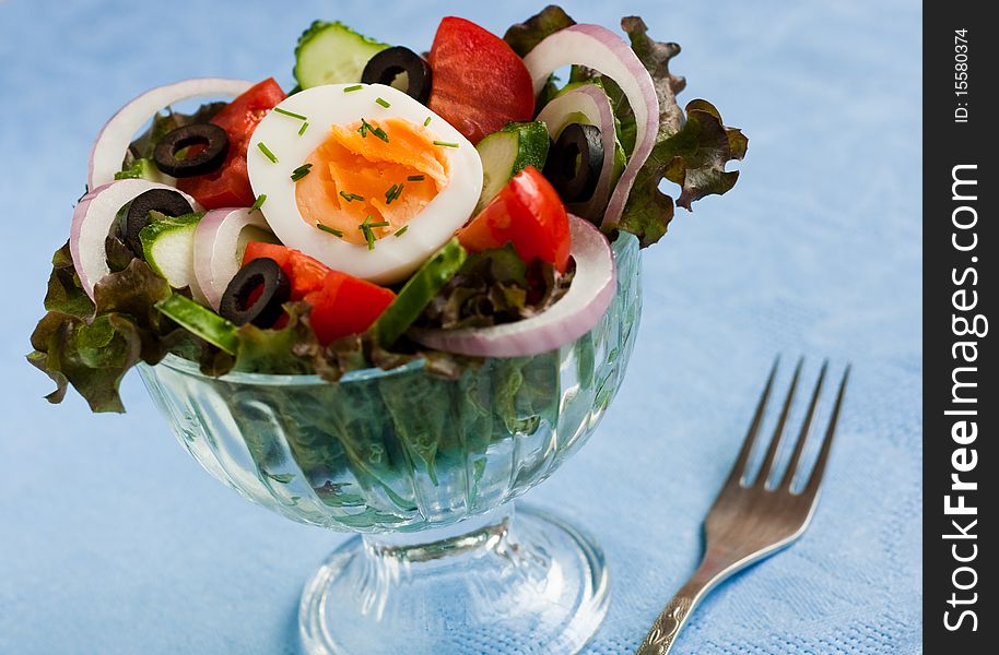 Spring salad with an egg. Spring salad with an egg