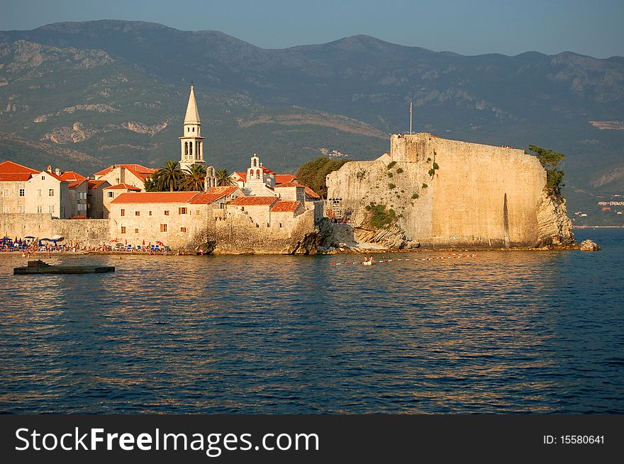 Panorama of The Old Town of Budva in Montenegro. Panorama of The Old Town of Budva in Montenegro