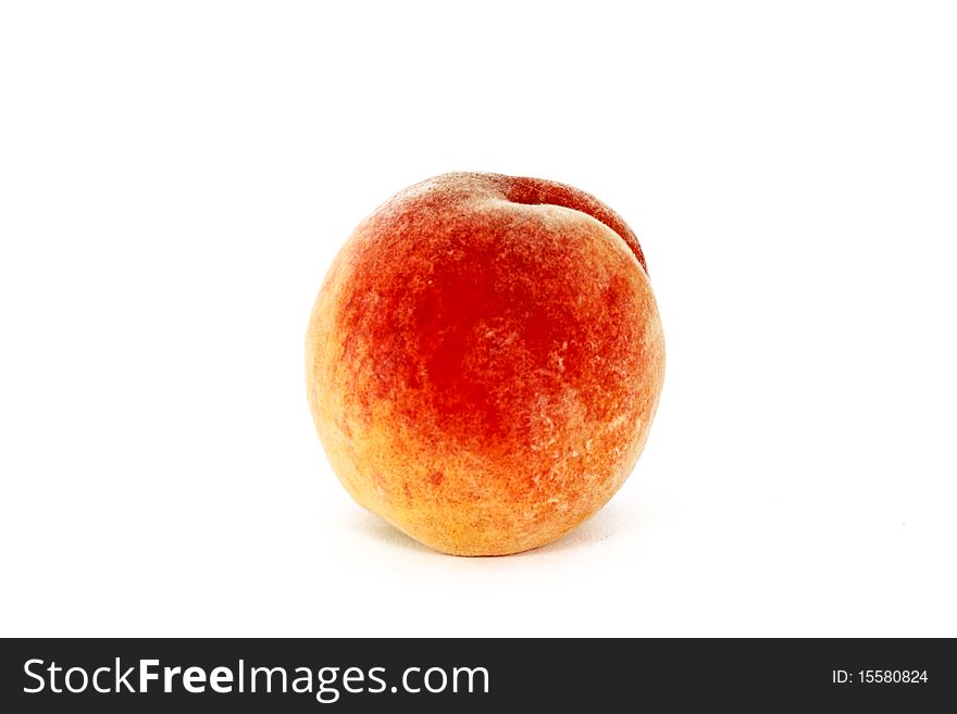 Single fresh ripe juicy peach, isolated on white. Single fresh ripe juicy peach, isolated on white