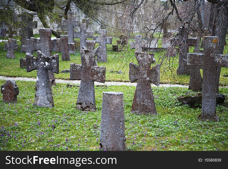 View of an old graveyard