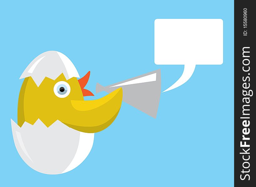 Cartoon illustration of chicken speaking in a megaphone