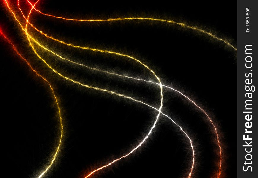Abstract colored lines waving through space. Abstract colored lines waving through space