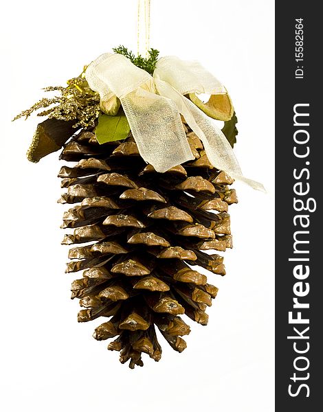 Christmas decoration cone on a white background
