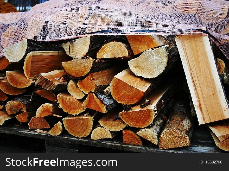 Wood stacked and readied for sale. Wood stacked and readied for sale