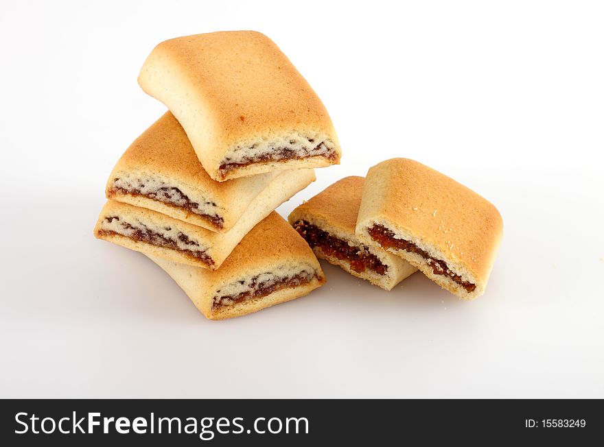 Delicious roll cakes isolated on white background