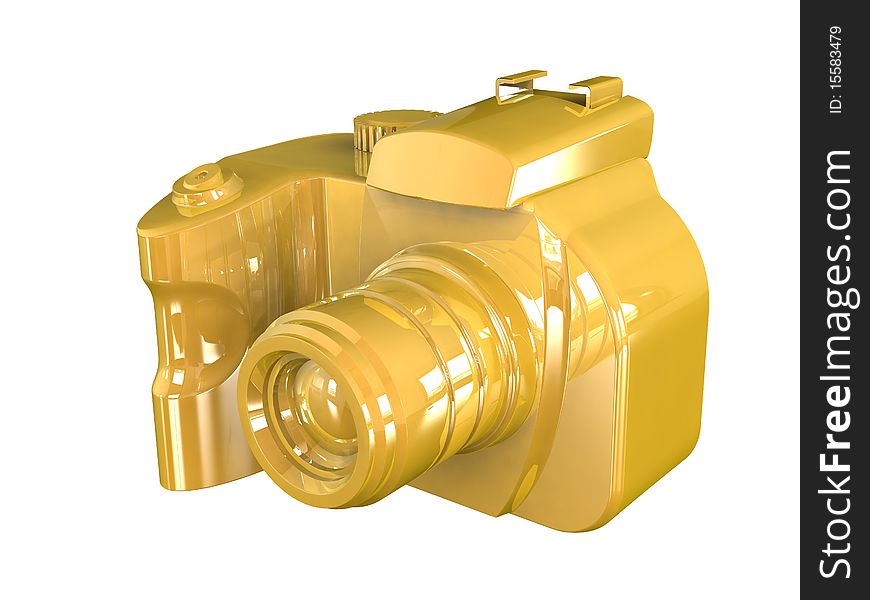 3d render of DSLR camera isolated on white background viewed from front