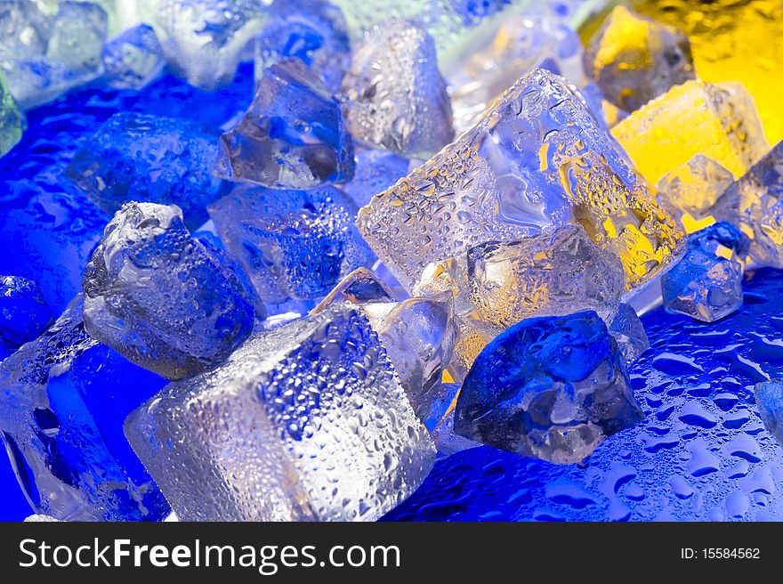Colour abstract with ice and glass. Colour abstract with ice and glass