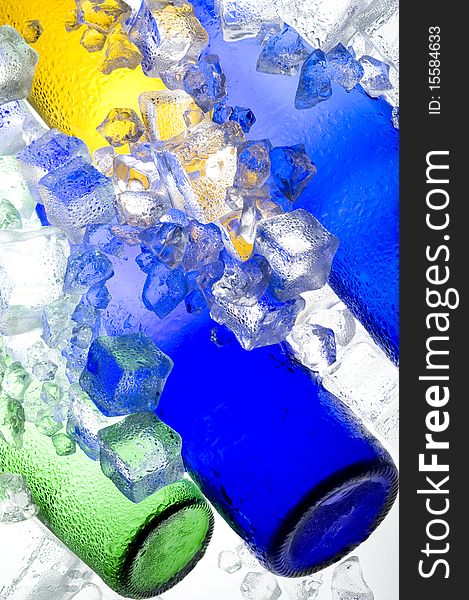 Colour abstract with ice and glass. Colour abstract with ice and glass