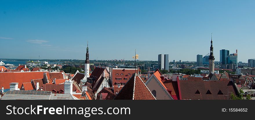 Old town in front and modern in back. Old town in front and modern in back