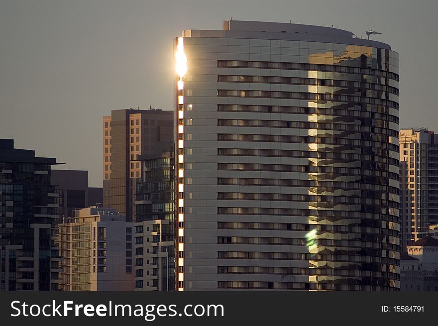 Reflective San Diego Skyscraper At Sunset