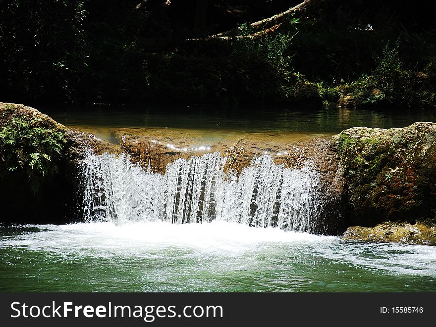 Beautiful Small Waterfalls at Saraburi Thailand call Namtok Chet Sao Noi