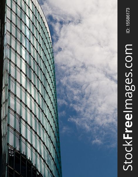 Reflection of the sky on an office building, Berlin, Germany, Potsdammer Square (Potsdammer Platz). Reflection of the sky on an office building, Berlin, Germany, Potsdammer Square (Potsdammer Platz)