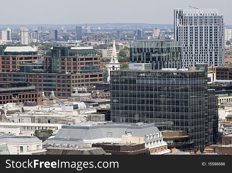 Aerial View With Office Buildings From London UK