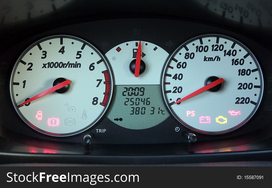 Image speedometer and tachometer car. Automotive equipment.