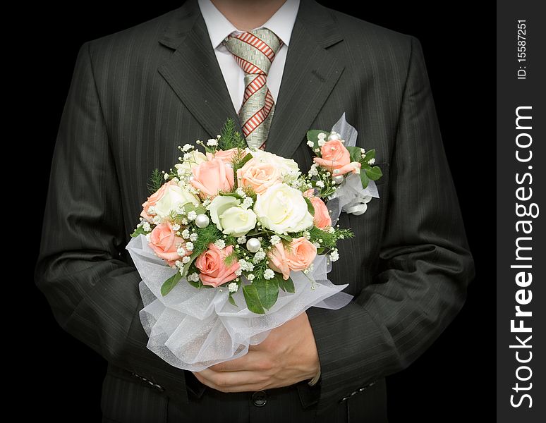 Man with the bouquet of bride. Man with the bouquet of bride