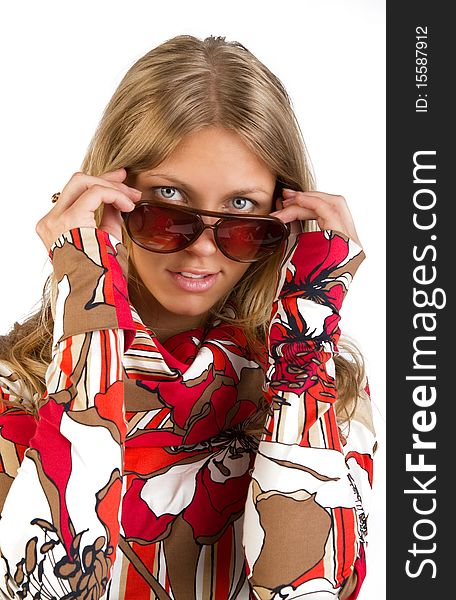 Cute seductive woman with sunglasses. Cute seductive woman with sunglasses