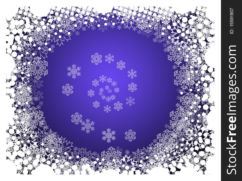Abstract white snowflakes on a blue background. Abstract white snowflakes on a blue background