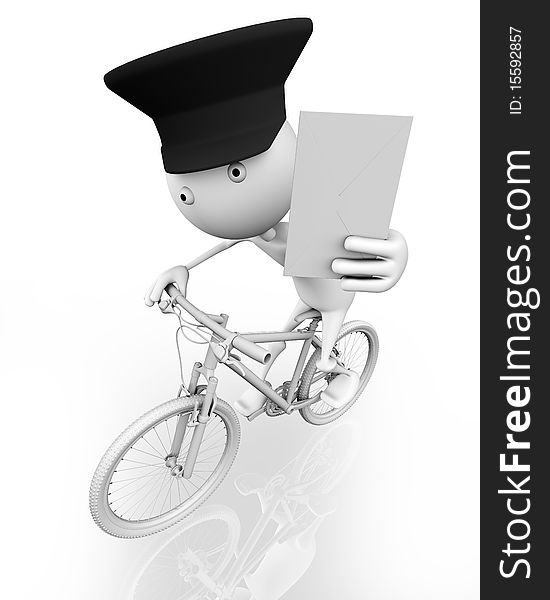 A Postman On A Bike With A Letter