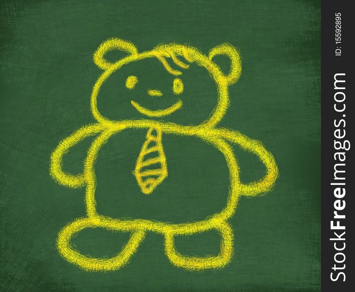 Chalk drawing sketch of yellow teddy bear
