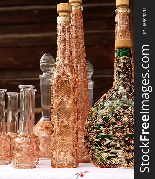 Picture of Bottles hand-decorated wire