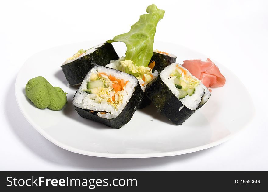 Photo of a rolled and sushi