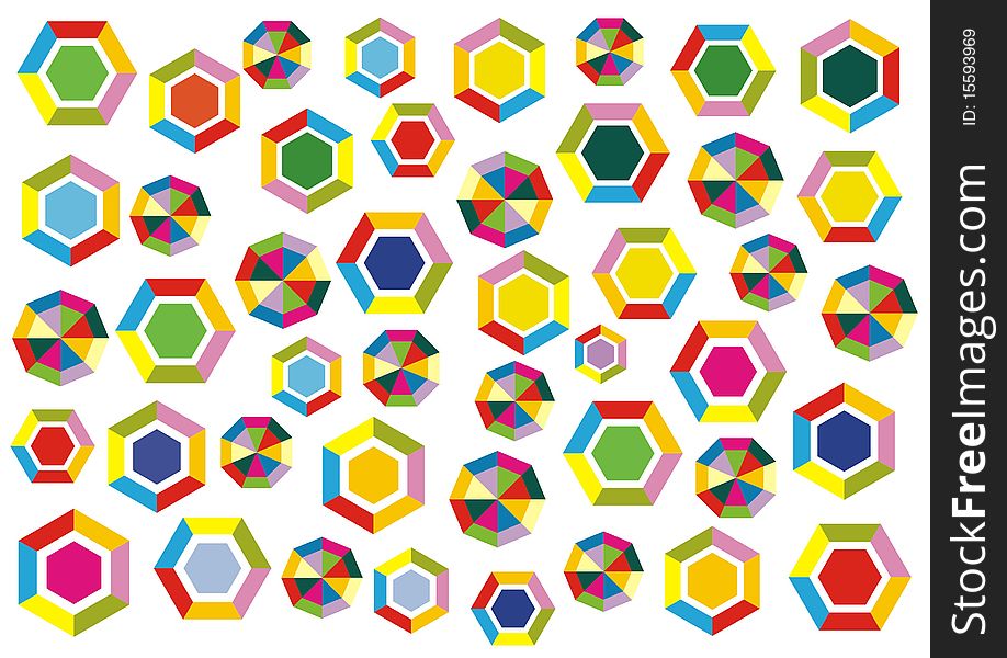 Decoration with polygons in many colors. Decoration with polygons in many colors