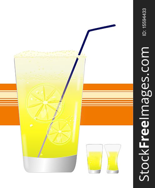 Abstract glasses of juice with lemon