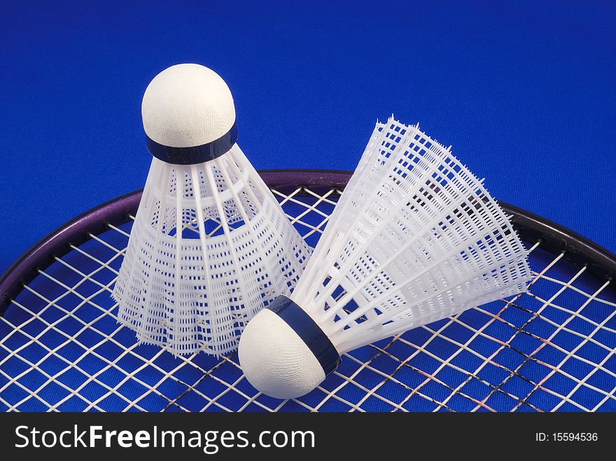 Badminton shuttlecock and racket