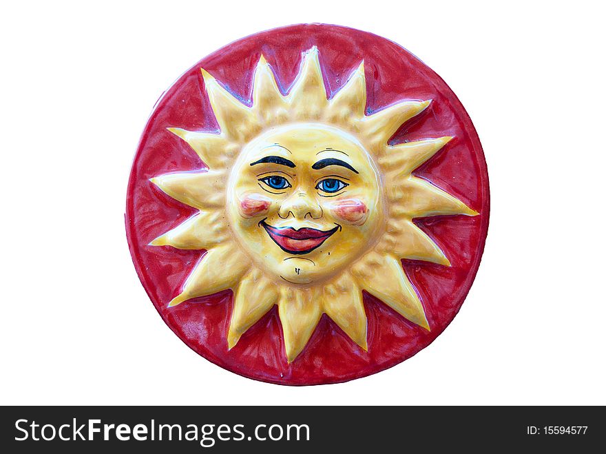 Ceramic adornment Red sun smiles