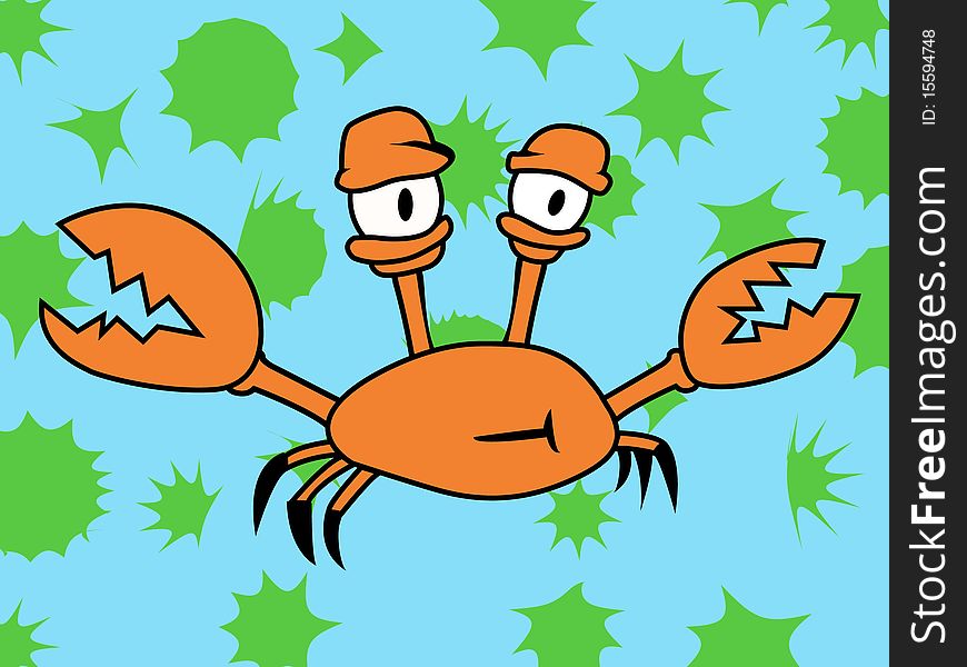 Funny cartoon crab. Vector illustration