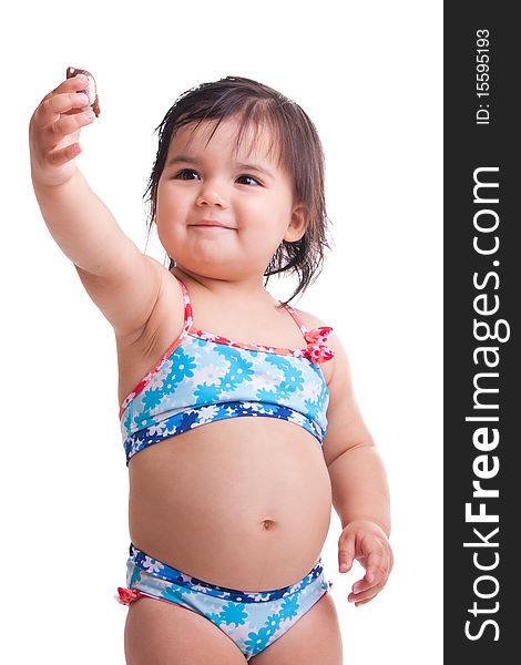 Little girl in swimming suit