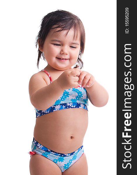 Little girl in swimming suit