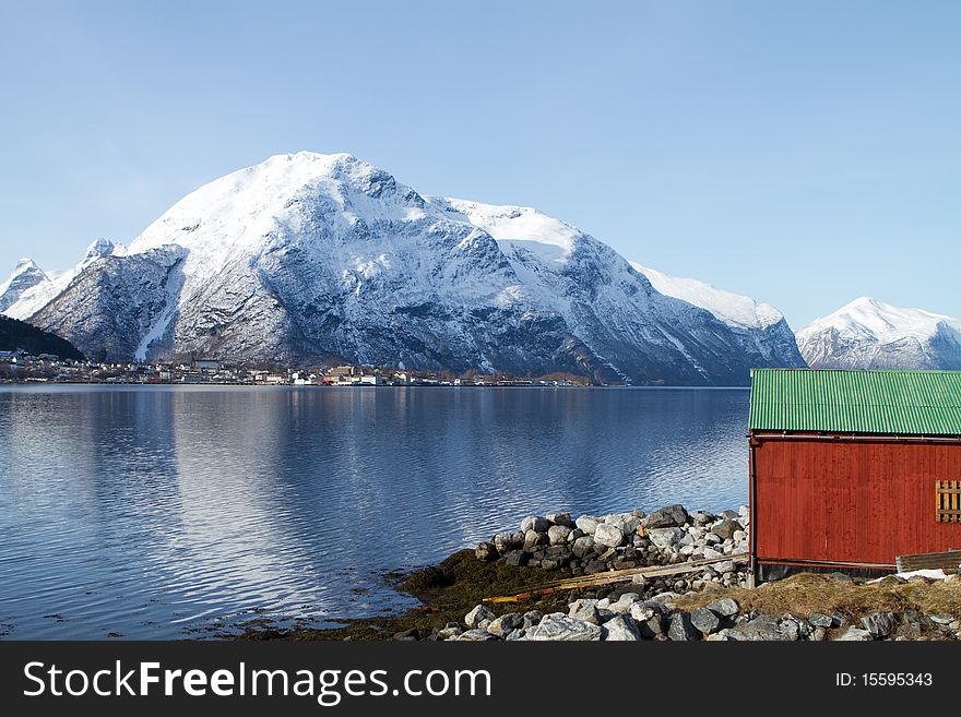 Boat shed at Isfjorden in Norway. Boat shed at Isfjorden in Norway