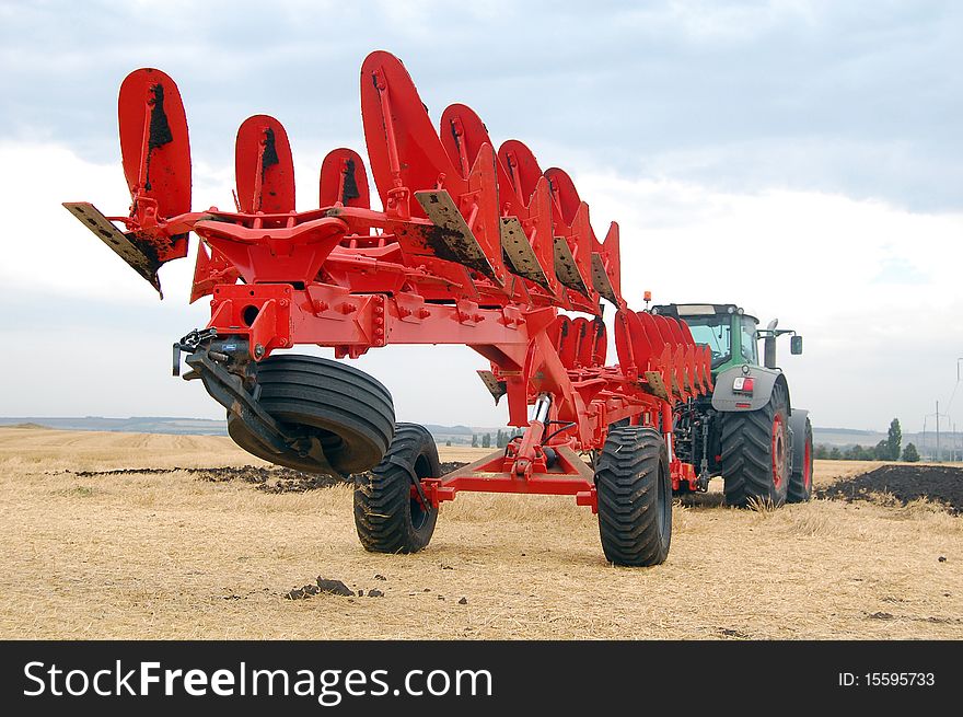 Workable plow with soil on furrows.