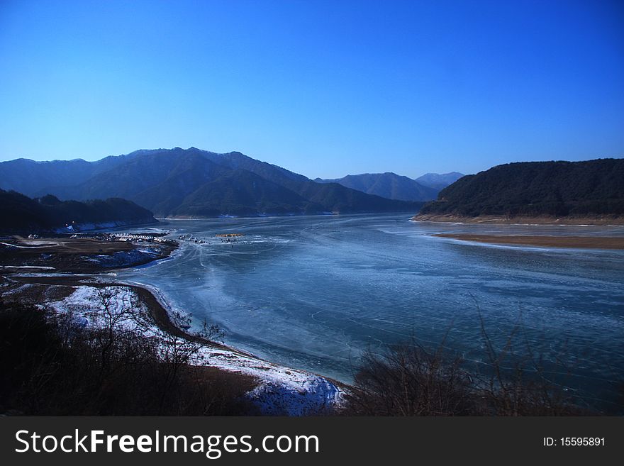 Lake ice in Winter's korea