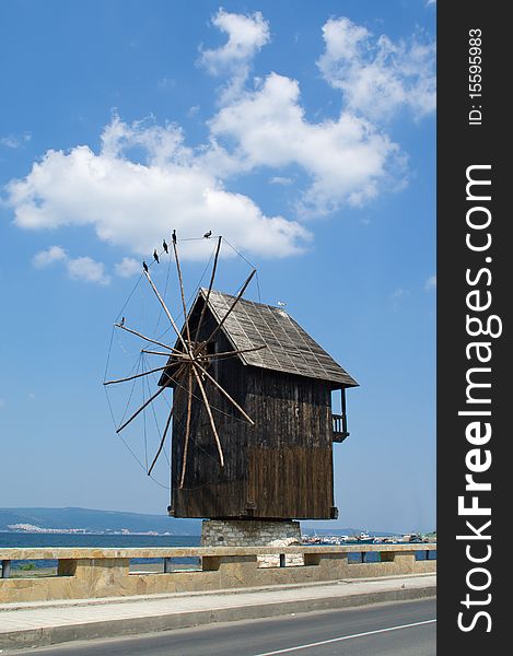 Old windmill on a roadside