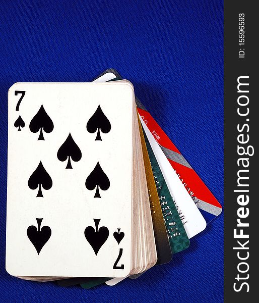 Play cards with credit cards concepts of gambling on credits