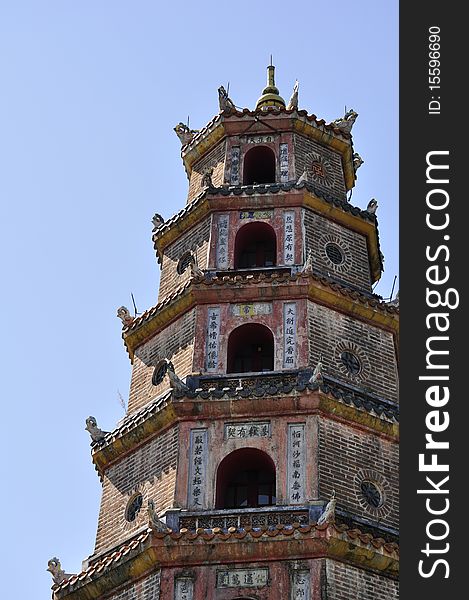 Golden Pagoda in Hue in Vietnam