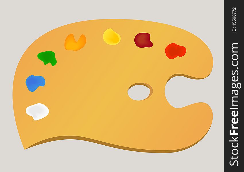 The palette with paints. Vector illustration.
