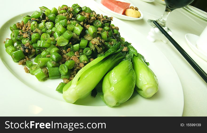 Mixed meat beans ,very common home cooking in china. Mixed meat beans ,very common home cooking in china