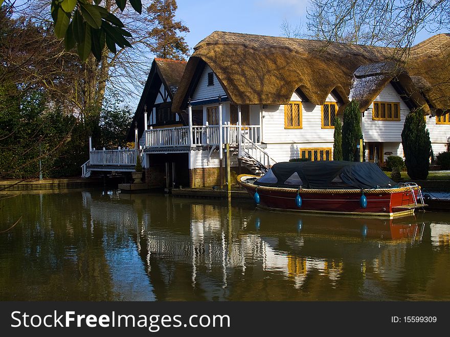 View of a house next to the river Thames. View of a house next to the river Thames